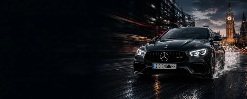 Mercedes-AMG driving through the city at night
