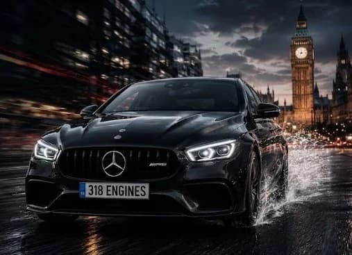Mercedes-AMG driving through London at night