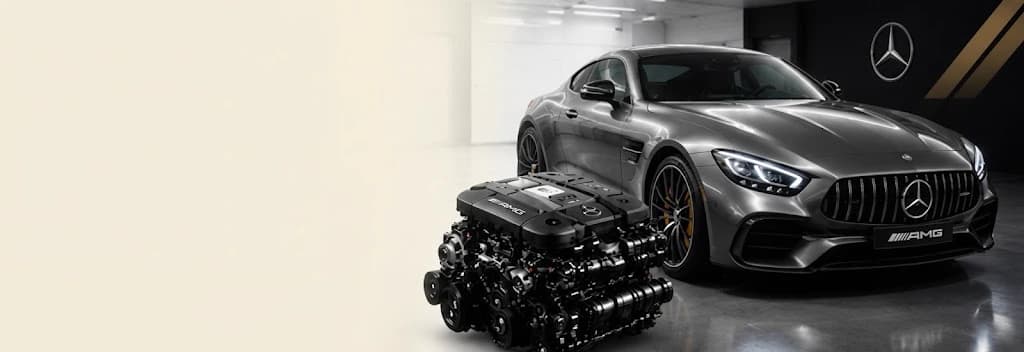 Mercedes AMG GT 53 engine and sedan